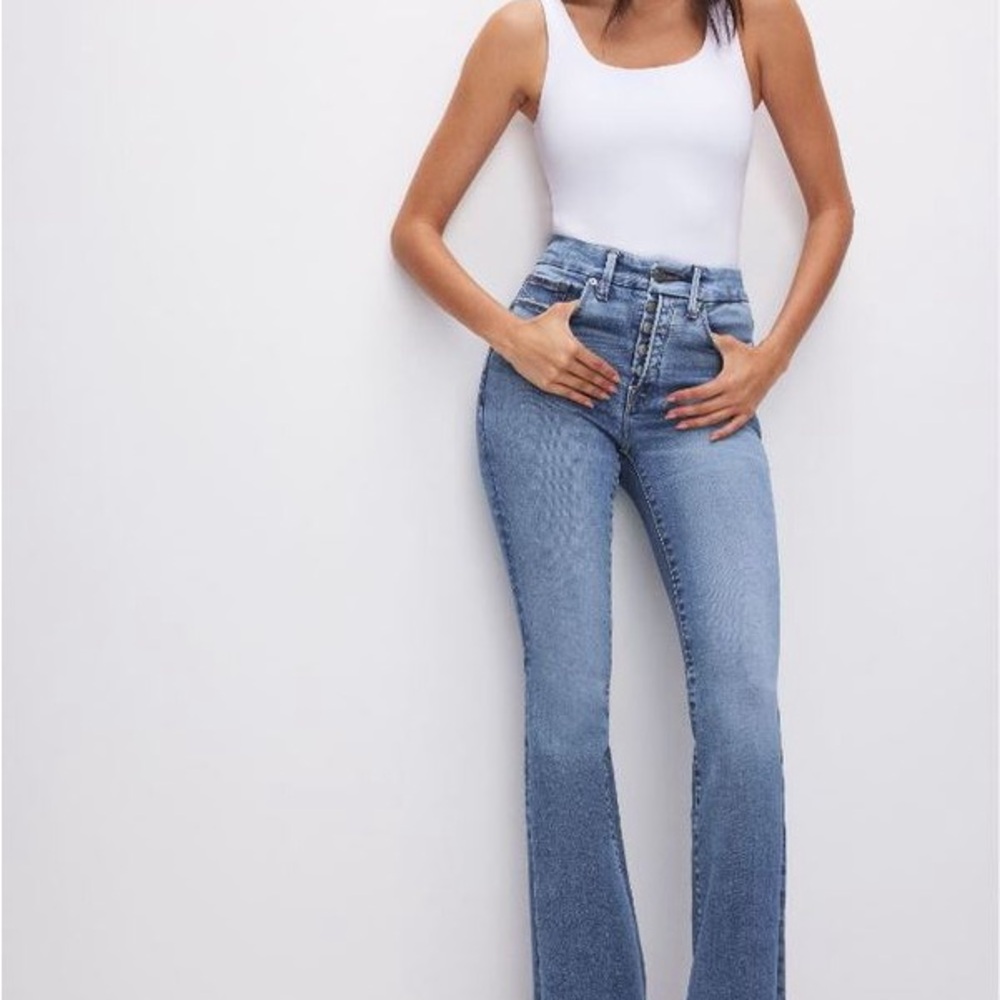 Good American Indigo High-Rise Fit and Flare Jeans 8/29